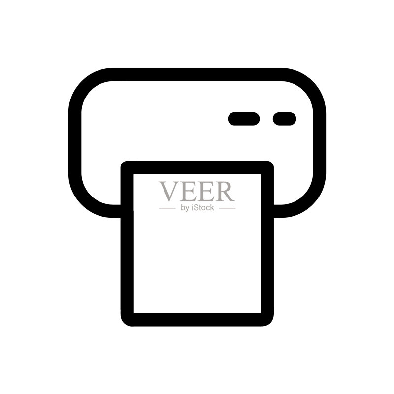 打印机线条图标：独立的简约打印机图标图标素材