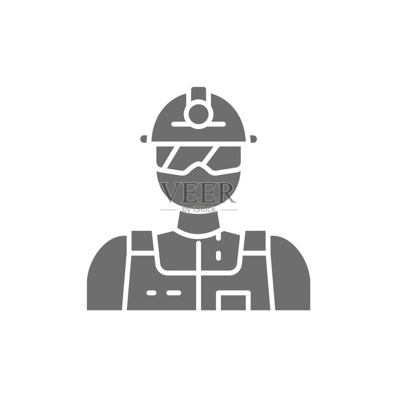 灰色工业工人工程师建筑工人矿工图标素材