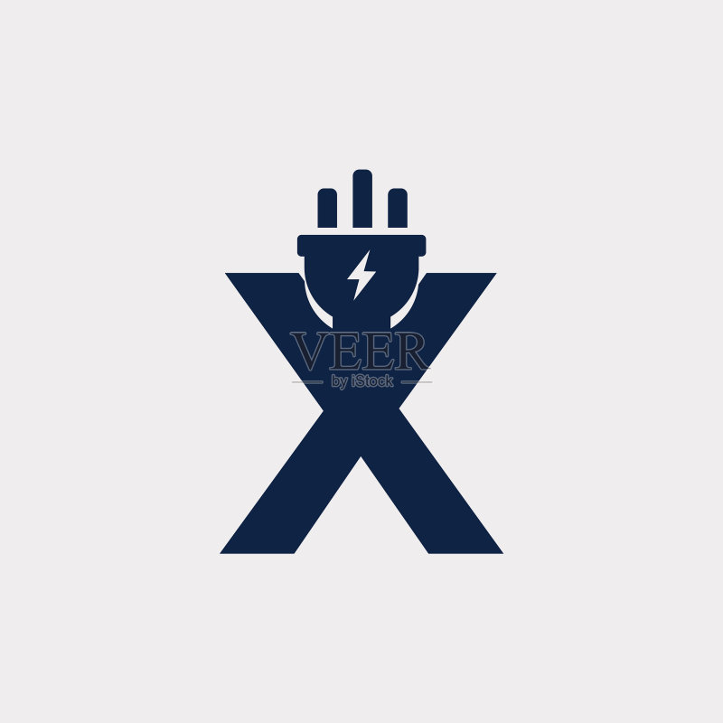 X字母电力图标logo设计图标素材