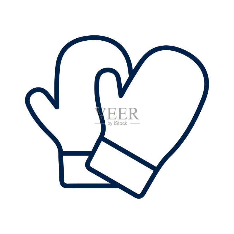 白色背景上的冬季手套图标Logo模板图标素材