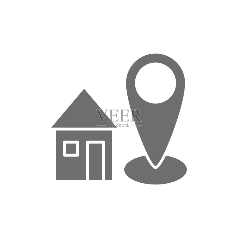 带目的地标记的家庭地址房屋图标素材