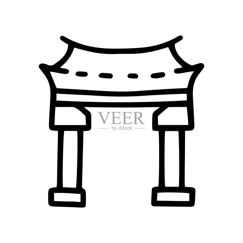 拱形黑色线条涂鸦图标设计图标素材