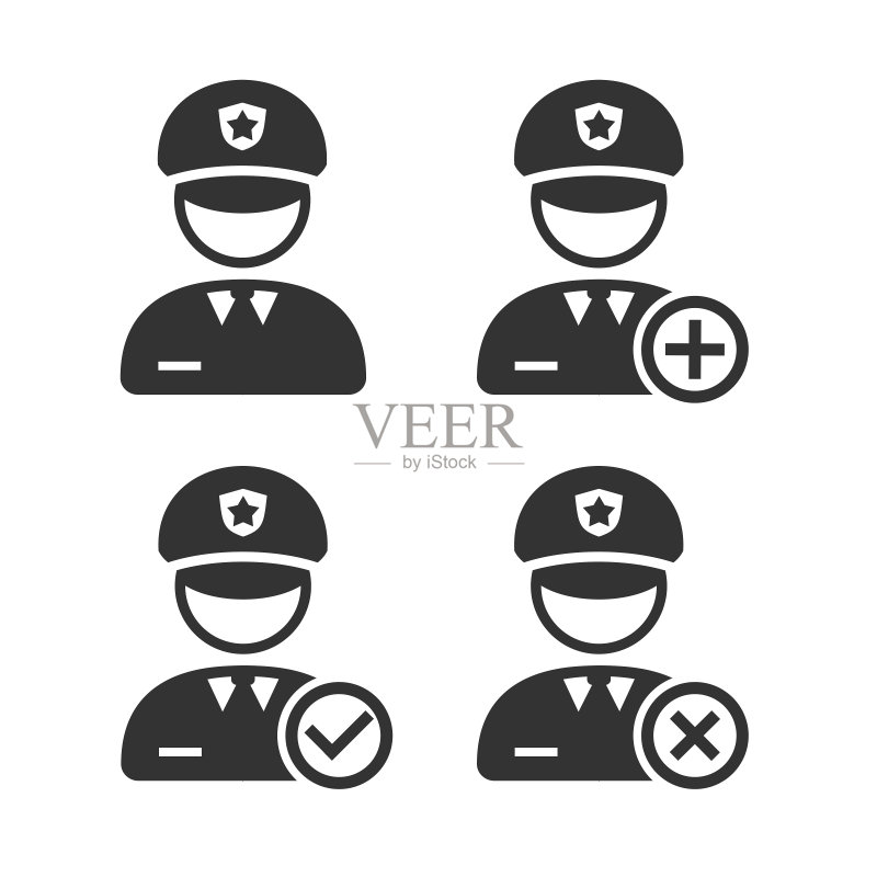 警察用户图标：警官头像图标素材