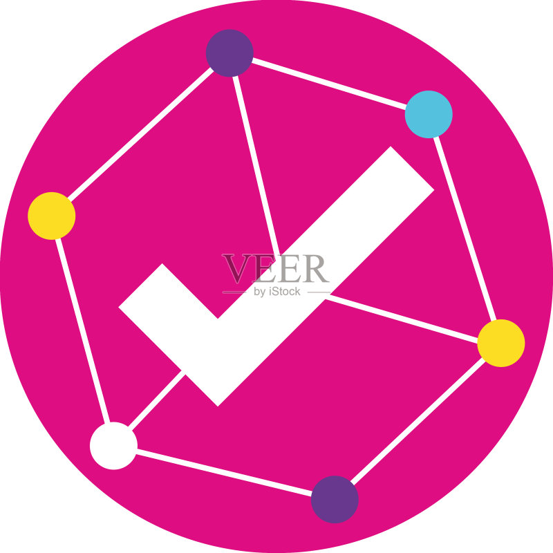 勾号连接网络图标素材