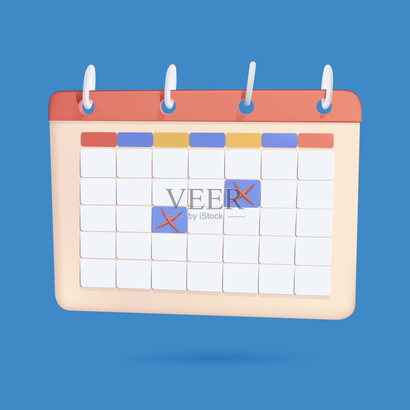 日历上的复选标记。3D Web矢量图。日历图标。计划。创业，日历日程，计划图标素材