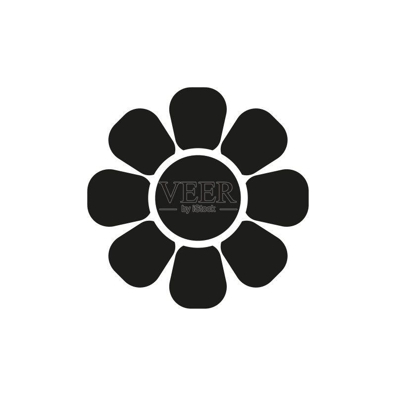 鲜花图标。黑色剪影。白色背景上的孤立对象。图标素材