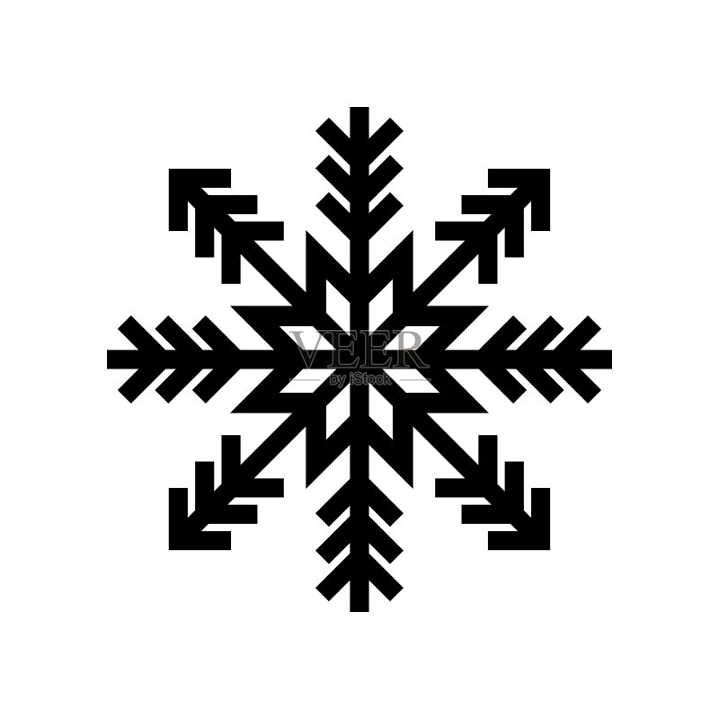 黑色轮廓雪花图标矢量扁平插画图标素材