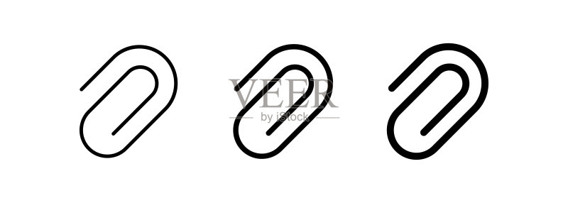 回形针图标，线性风格，矢量文档标志图标素材