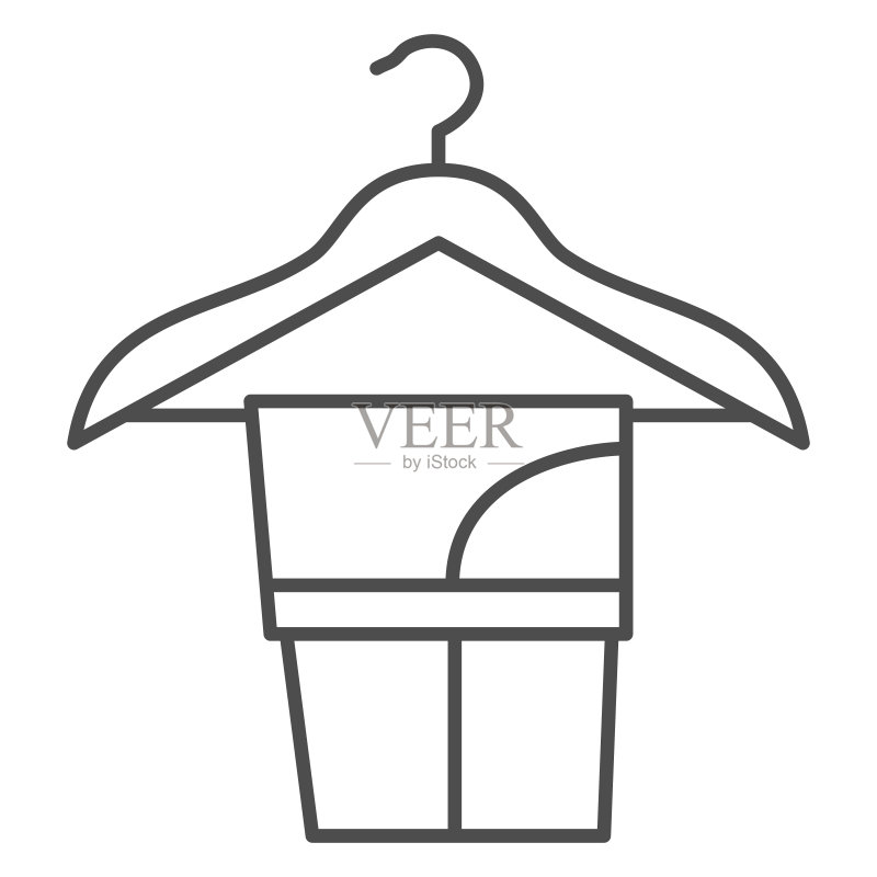 衣架上的水洗长裤线性图标图标素材