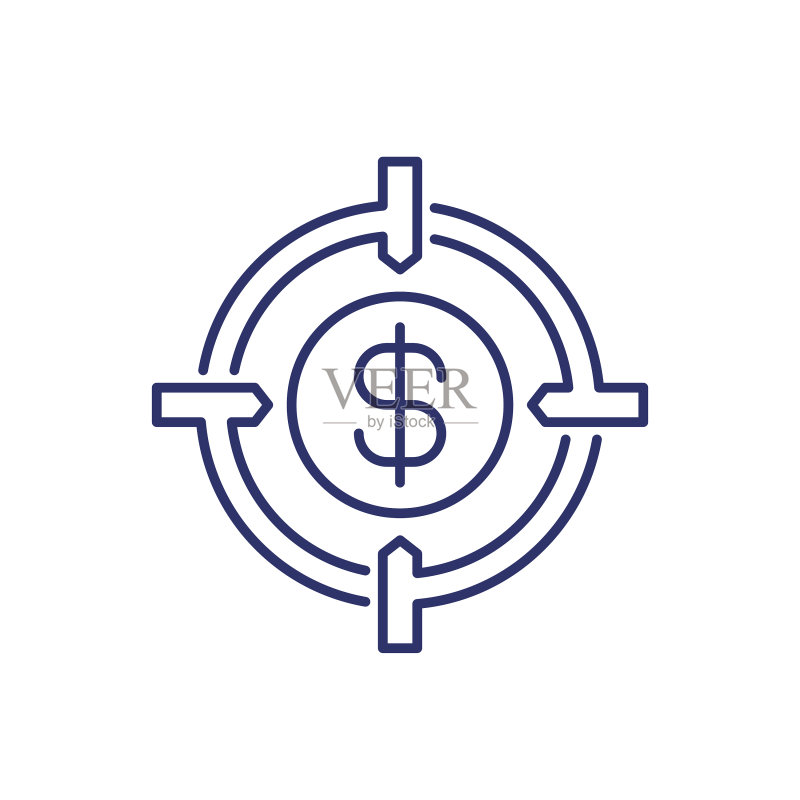带有目标的金钱线条图标图标素材