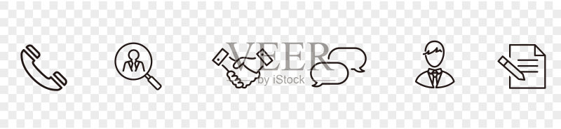 管理员经理矢量图标集，用于网页设计，白色背景上隔离图标素材