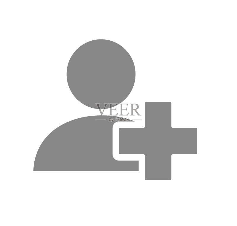 带有叉号的灰色用户资料图标。社交网络中的医生、医师符号图标素材
