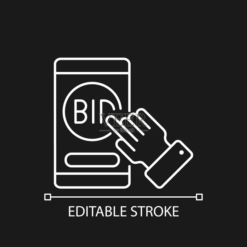 深色主题的拍卖手机应用线性图标图标素材