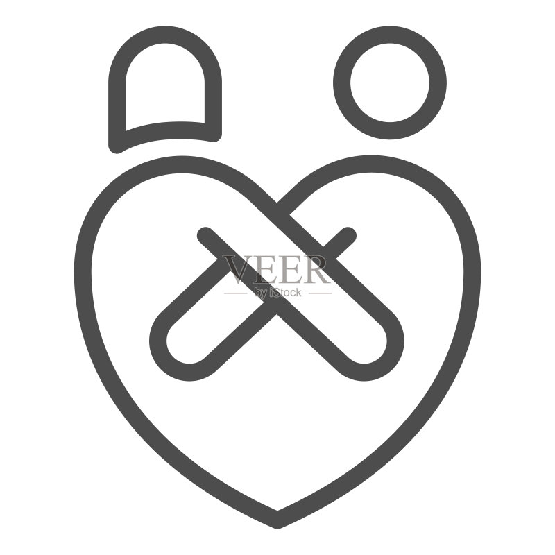 心形情侣约会拥抱线条图标矢量素材图标素材