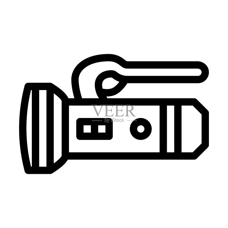 潜水员手电筒线性图标图标素材