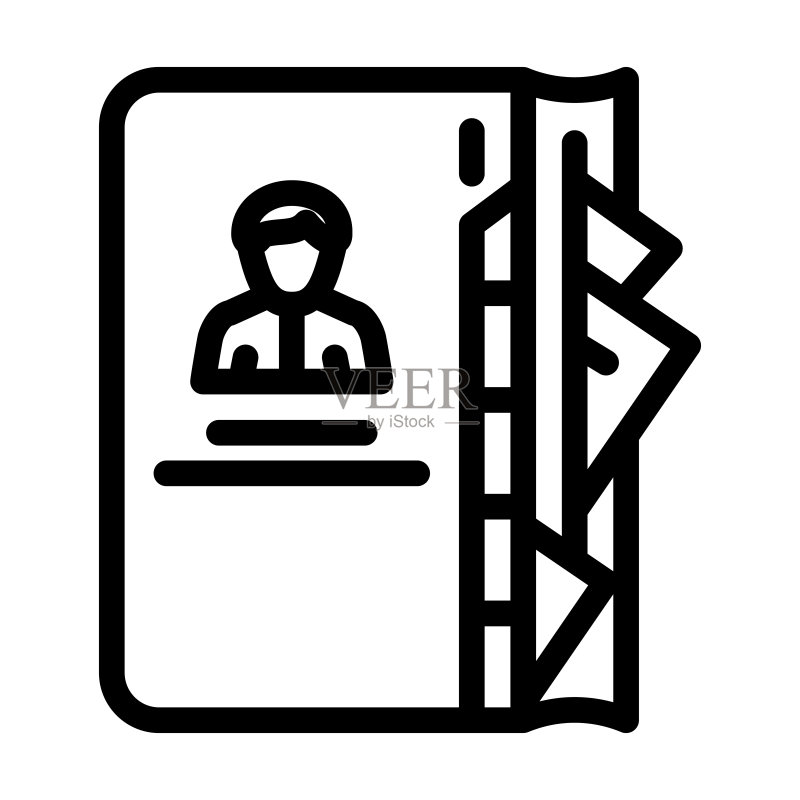 业务经理笔记本联系人线性图标矢量图图标素材