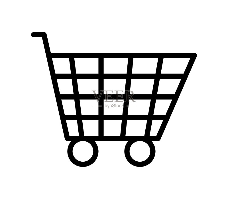 购物车扁平风格线性图标。商店手机概念和网页设计大纲图标素材