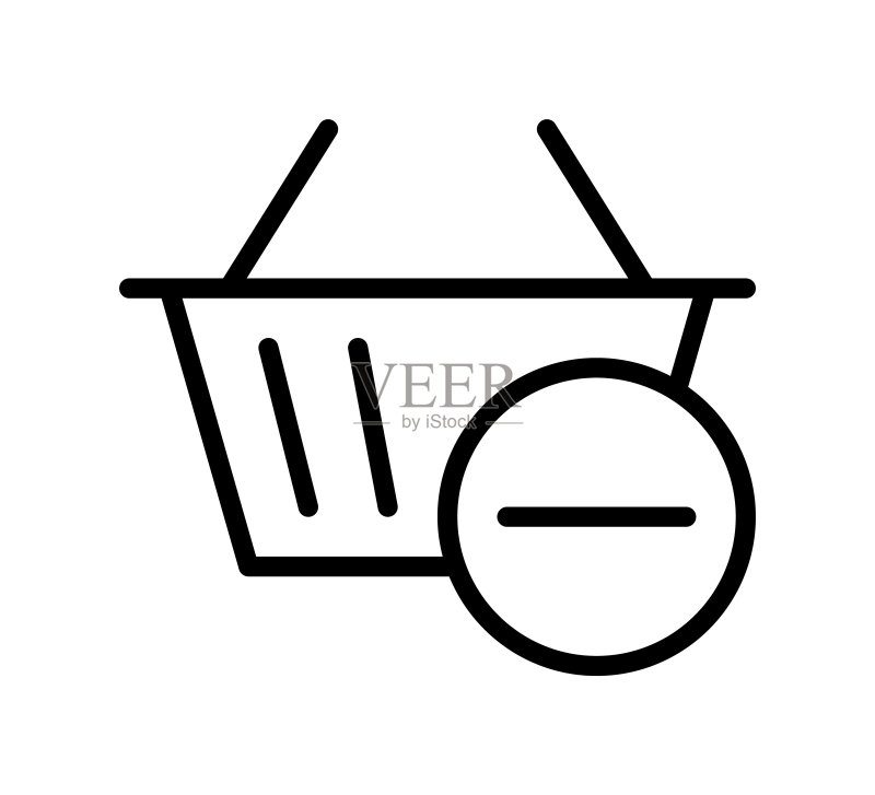 购物篮扁平线条图标。商店移动概念和网页设计轮廓标志图标素材