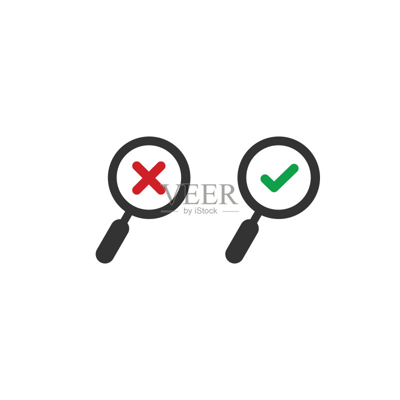 带勾号的放大镜或搜索图标图标素材