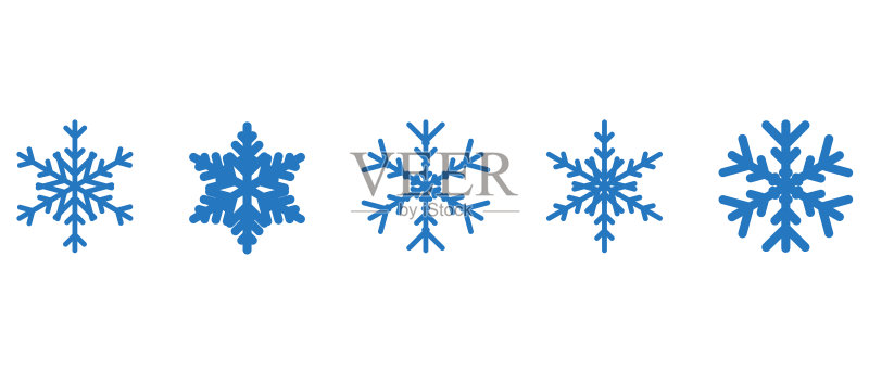 各种形状的雪花矢量图标集图标素材