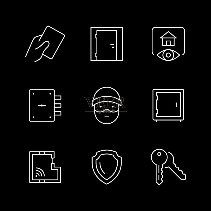 房屋安全线性图标矢量素材图标素材