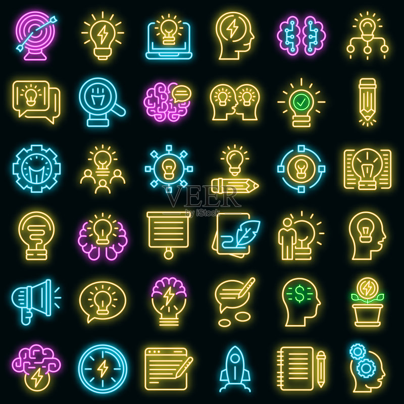 创意图标霓虹灯矢量图图标素材