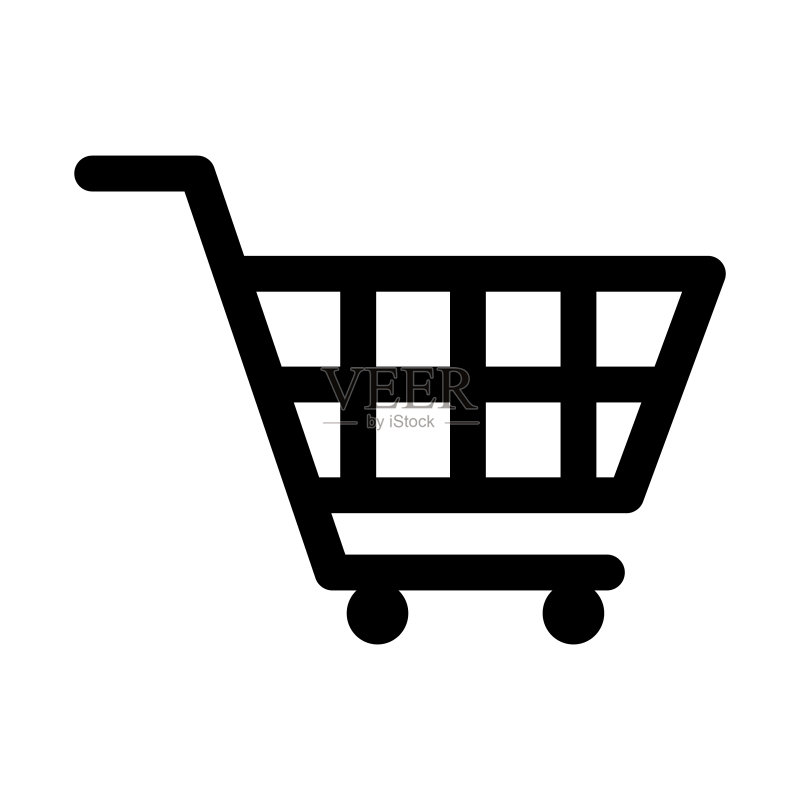 购物车促销图标，市场商店矢量图，白色背景上图标素材