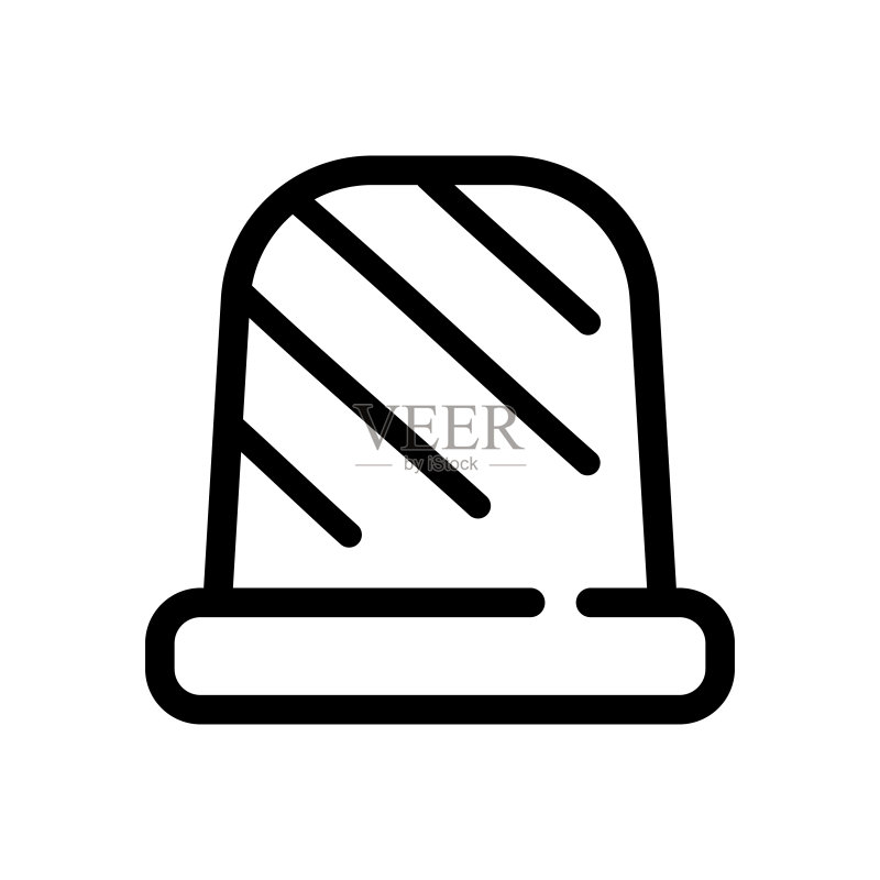 白色背景上的缝纫顶针轮廓矢量图标图标素材