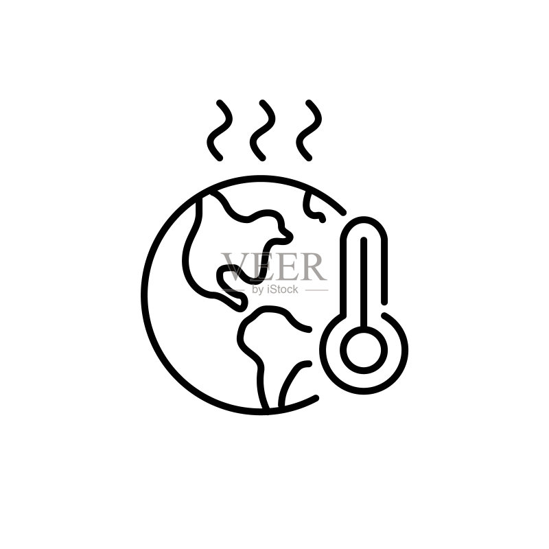 地球变暖，全球变暖的症状，可编辑的生态图标图标素材