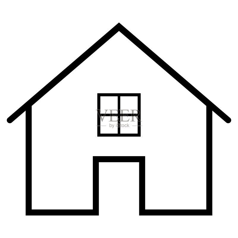 房屋图标：黑色轮廓房屋图案，房地产符号，住宅标志图标素材
