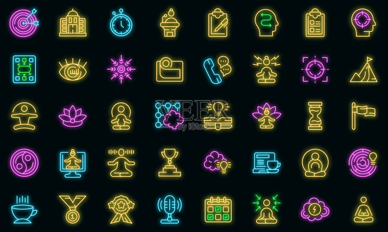 专注图标霓虹灯矢量图图标素材