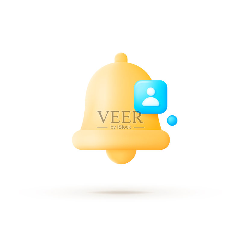 黄色背景上的3D铃铛矢量图，网站图标社交媒体素材图标素材