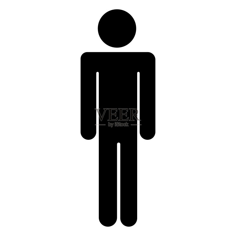 男人图标黑色人形剪影扁平艺术免手绘设计App符号站立的人矢量图库存图片图标素材