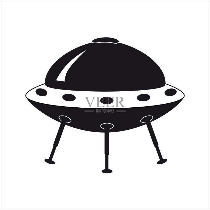 UFO图标，外星飞船矢量扁平黑色样式图标素材