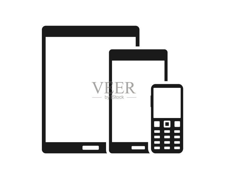 手机图标、平板电脑和旧式手机标志图标素材
