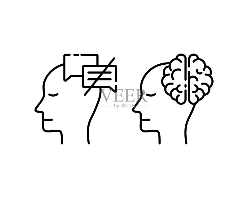 人脑图标轮廓细线风格合集图标素材