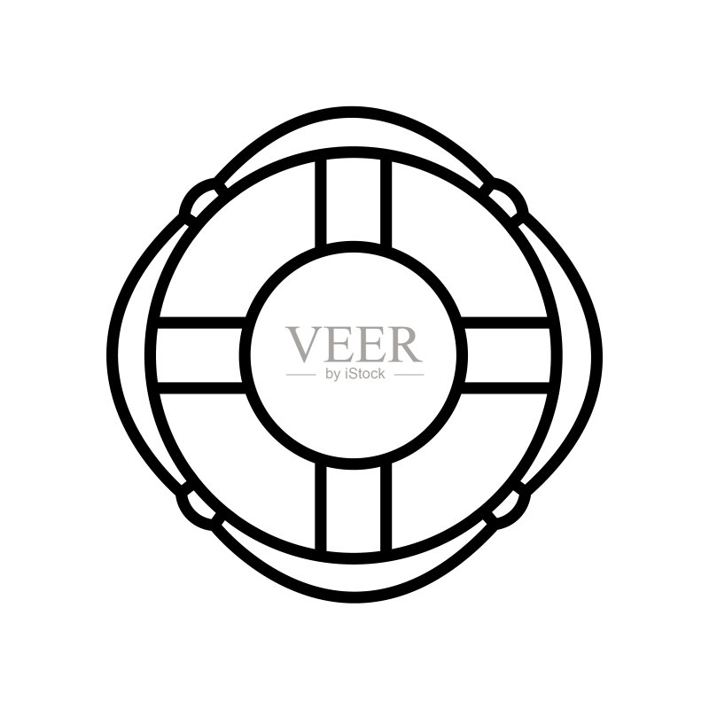 救生圈图标，矢量轮廓logo，在白色背景上隔离图标素材