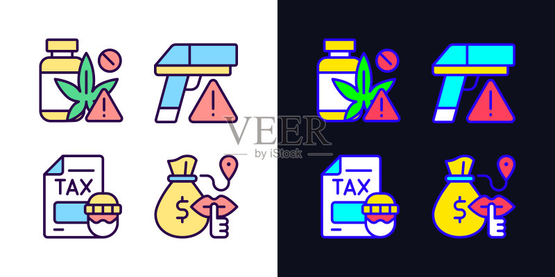 非法运输明暗主题RGB颜色图标集图标素材