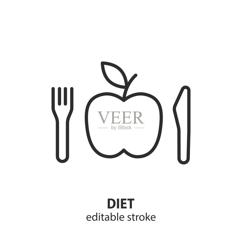 健康饮食线条图标矢量图图标素材