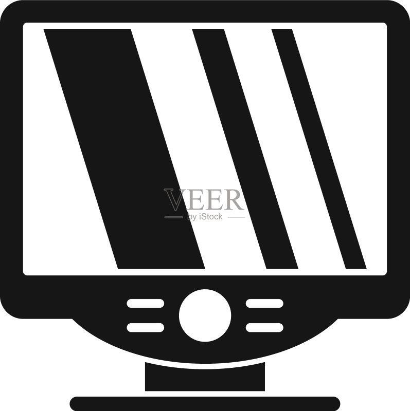 扁平风格显示器图标：简约电脑显示图标素材