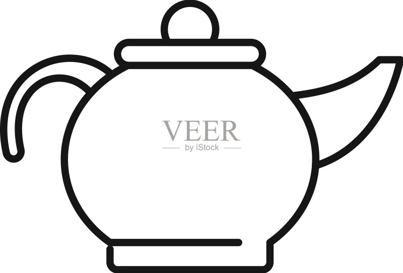 茶壶图标轮廓热饮图标素材