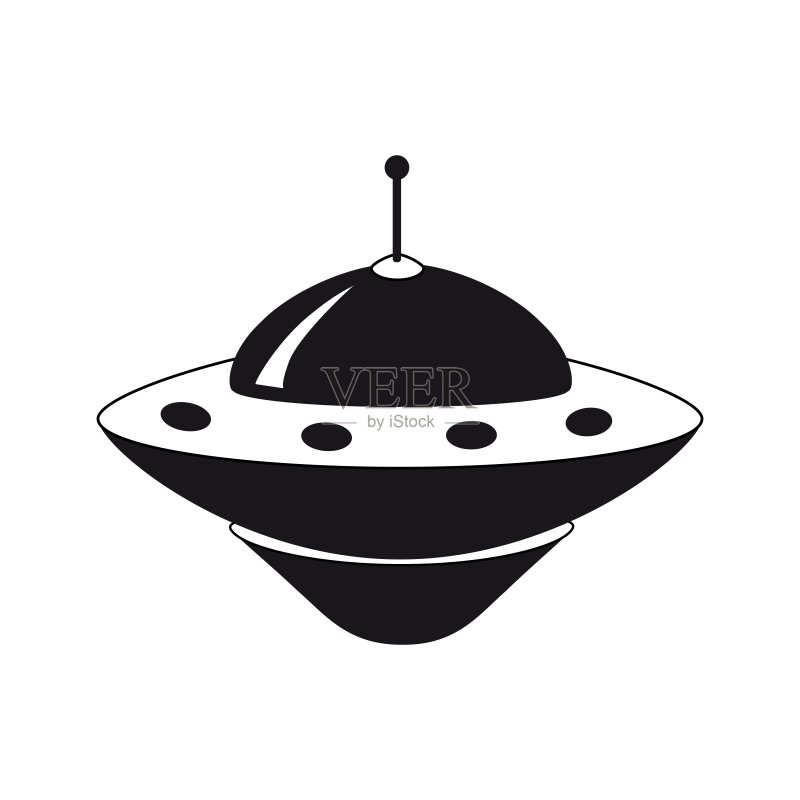 UFO图标，外星飞船矢量扁平黑色样式图标素材