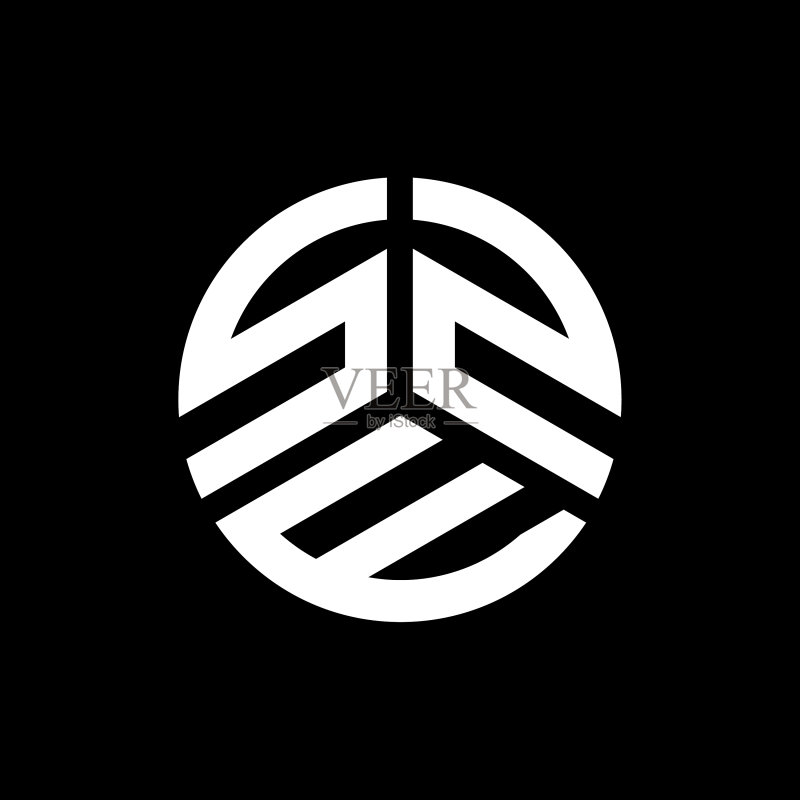 黑色背景上的SZE字母标志设计图标素材