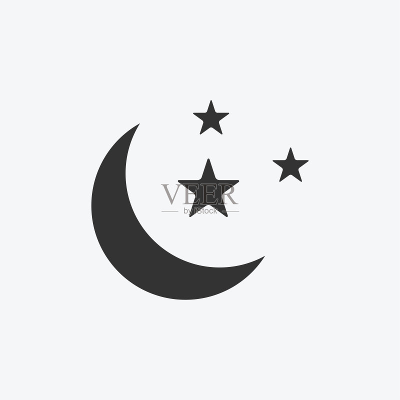 月亮和星星图标，扁平设计矢量图图标素材