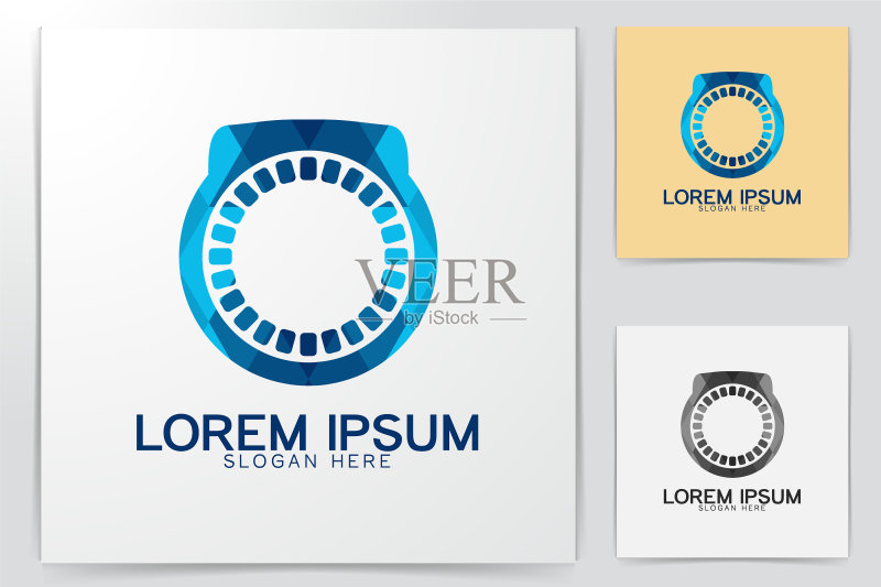 蓝色蓝宝石钻石戒指Logo设计灵感图标素材