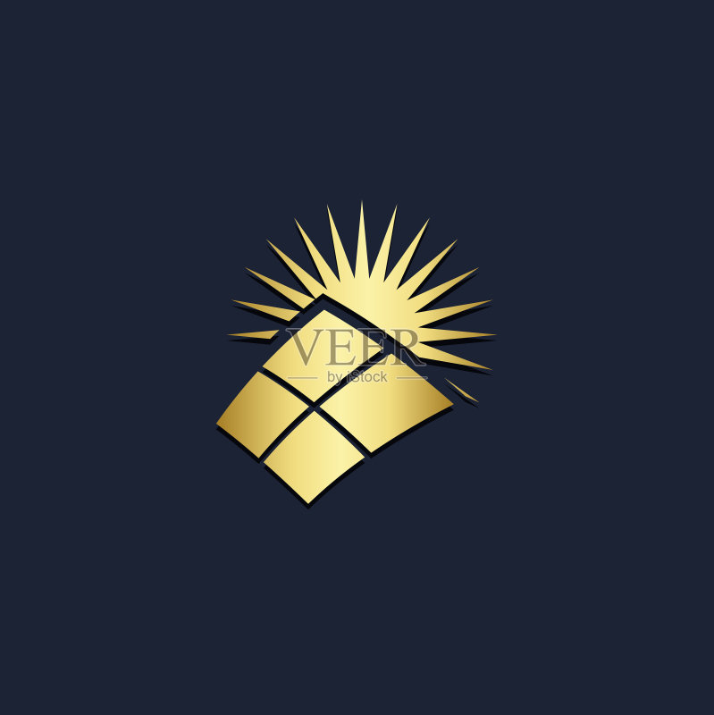 金色太阳能电池板logo图标素材
