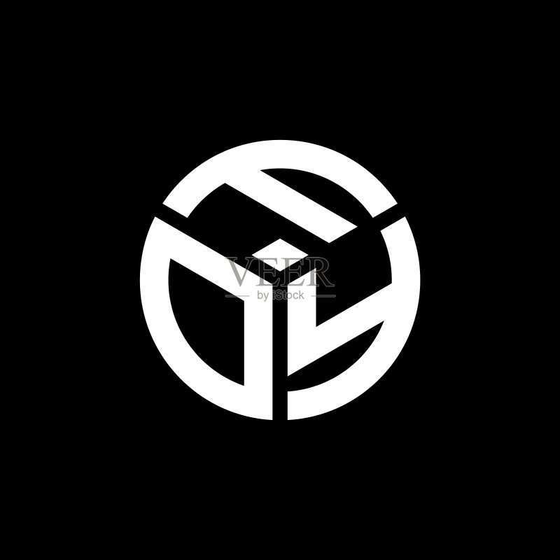 黑色背景上的FOY字母标志设计图标素材