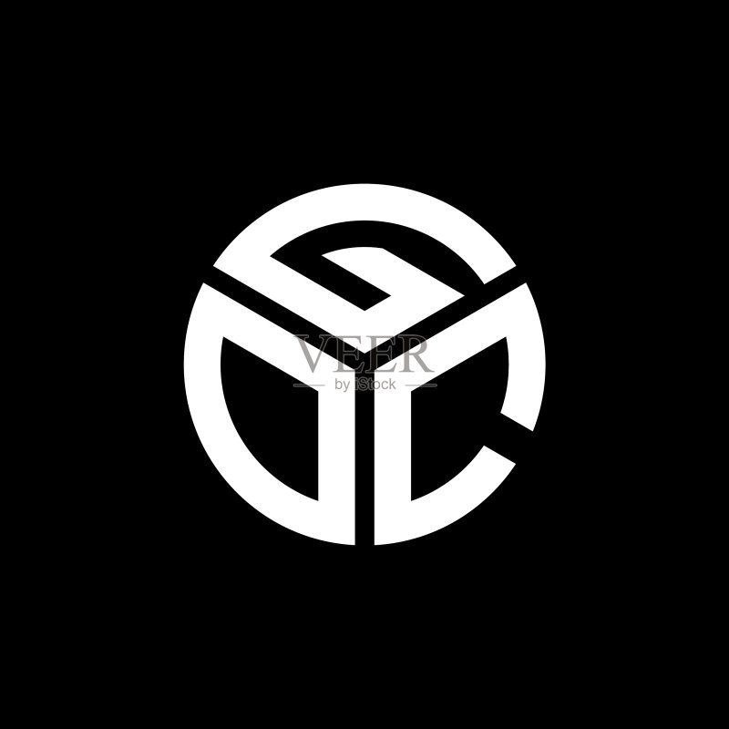 黑色背景上的GOC字母标志设计图标素材