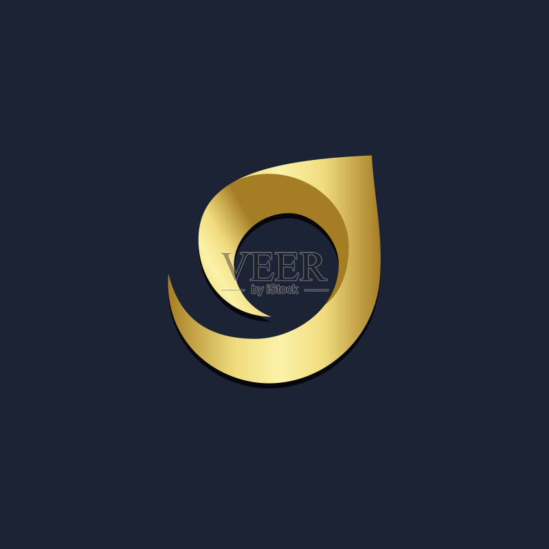 抽象曲线奢华金色Logo图标素材