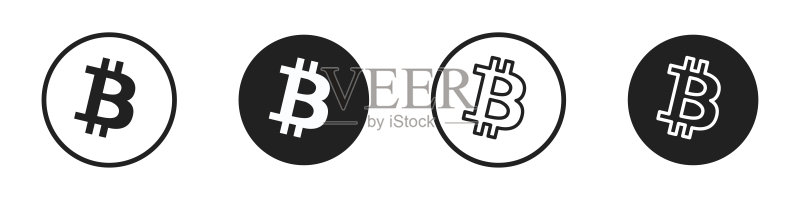 比特币图标集。BTC。加密货币。矢量图图标素材